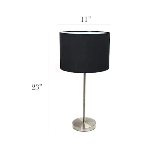 Simple Designs 23" Brushed Nickel Stick Lamp with Black Fabric Shade {4}