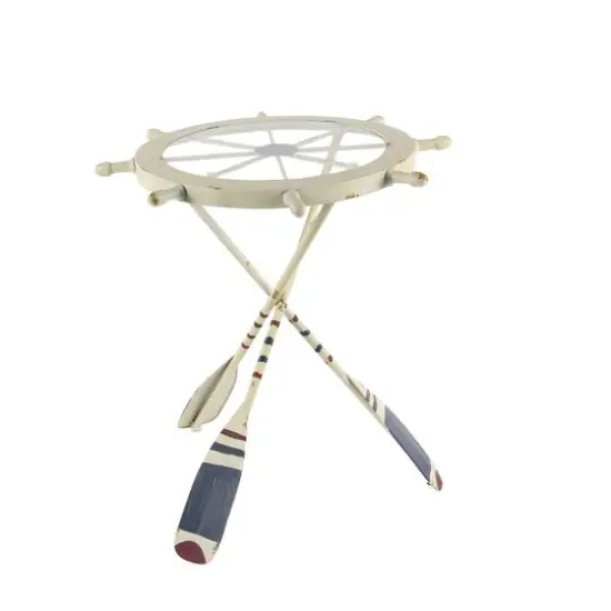 2.5ft. White Coastal Metal Accent Table {3}