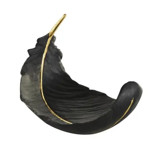 CosmoLiving by Cosmopolitan 13" Black Feather Decorative Bowl {3}