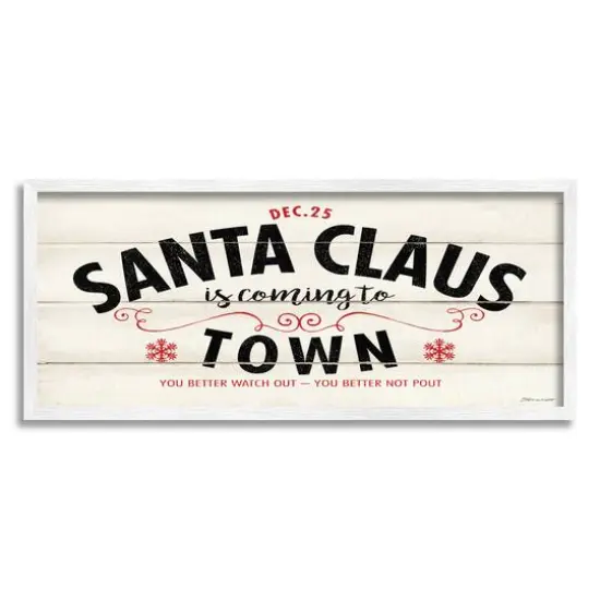 Stupell Industries Santa Claus Coming To Town Rustic Framed Giclee Art White {1}