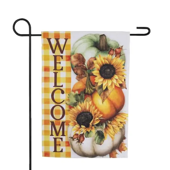 18" x 12.5" Pumpkins & Sunflowers Welcome Fall Harvest Outdoor Garden Flag {1}