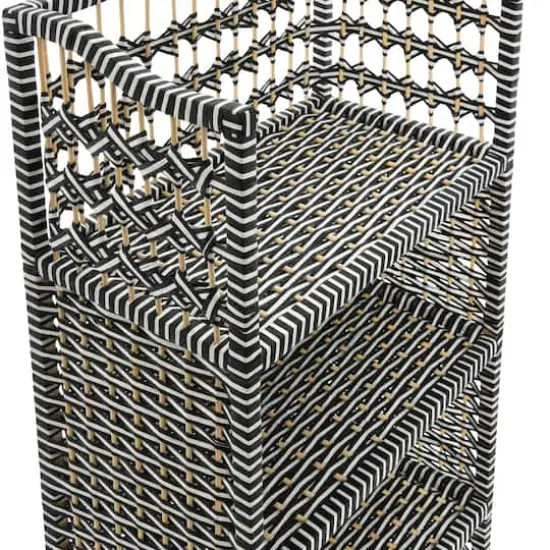 Household Essentials 39" Woven Paper Rattan Accent Shelf Black {6}