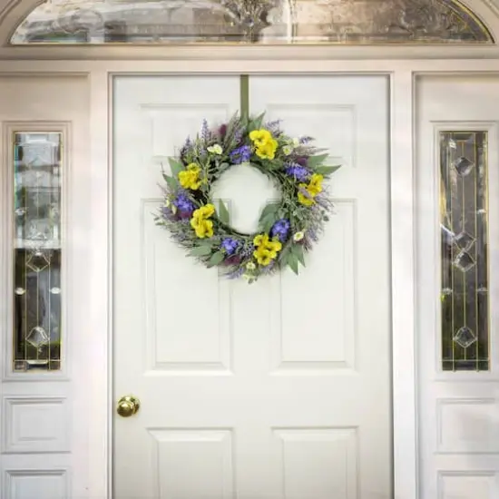 22" Pansy & Lavender Wreath {3}