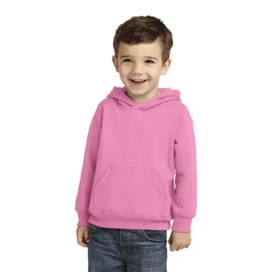 Port & Company&reg; Core Fleece Pullover Hooded Toddler Sweatshirt Candy Pink {4}