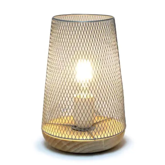 Simple Designs 9" Wired Mesh Uplight Table Lamp Gray/Natural {3}