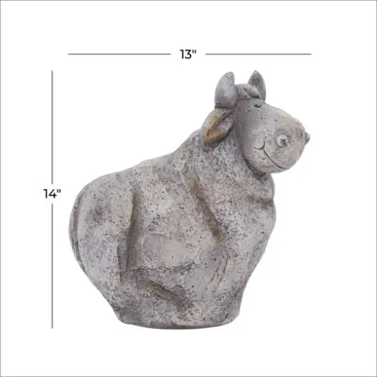 14" Gray Stone Country Cow Garden Sculpture {7}
