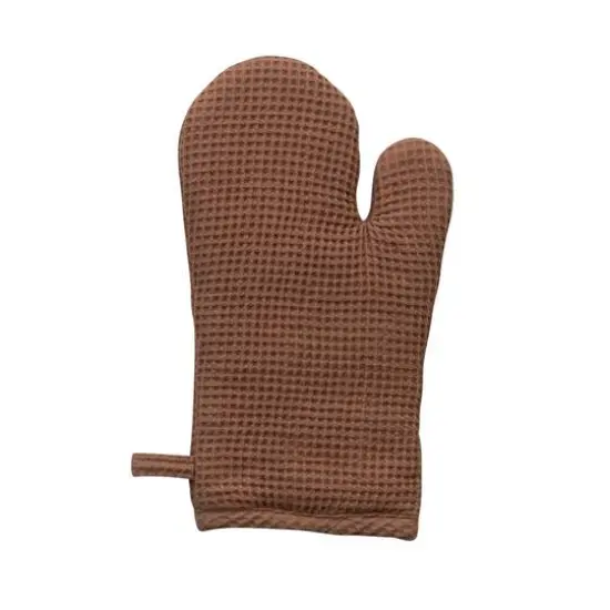 Hello Honey&reg; Woven Linen & Cotton Waffle Hot Pad Mitt Terracotta {4}