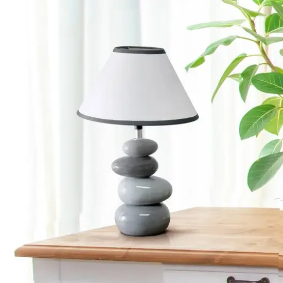 Creekwood Home Priva 14.7" Gray Stacking Stones Table Lamp {3}