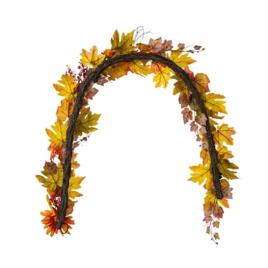 Glitzhome&reg; 72" Fall Dahlia Pumpkin, Leaf and Berry Garland {8}