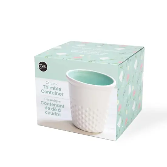 Dritz&reg; Novelty Ceramic Thimble Container Aqua {6}