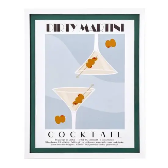 American Art Decor Tipsy Framed Dirty Martini Cocktail Poster - 16" x 20" x .75" {6}