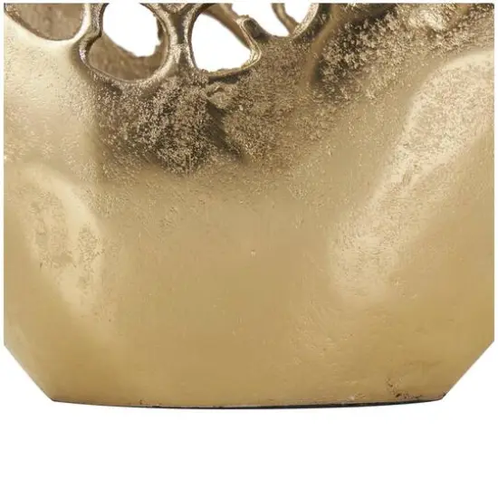 20.75" Gold Aluminum Rounded Vase with Freeform Open Lattice Work {4}