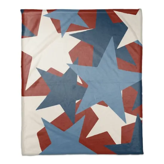 Red, White & Blue Star Pattern Coral Fleece Blanket {1}