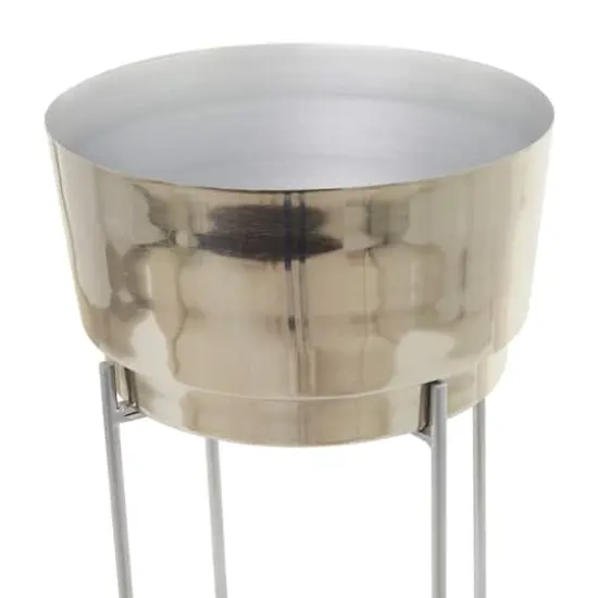 CosmoLiving by Cosmopolitan Contemporary Planter Stand Set Silver {4}