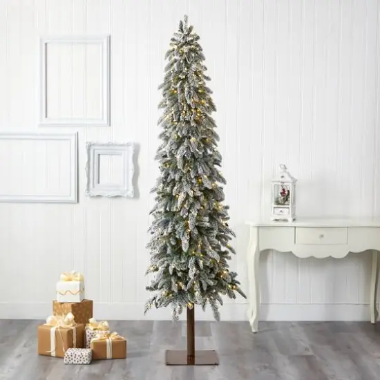 7.5ft. Pre-Lit Flocked Washington Alpine Artificial Christmas Tree, Warm White LED Lights {6}