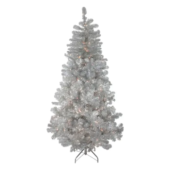 7.5ft. Pre-Lit Full Metallic Tinsel Artificial Christmas Tree, Clear Lights {1}