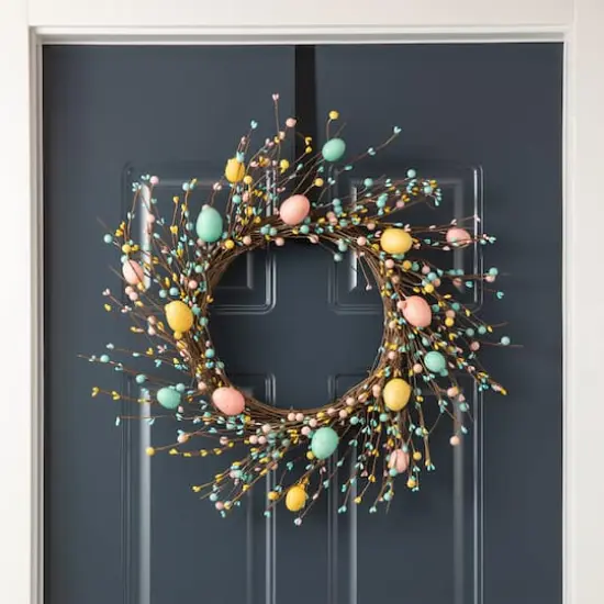 Glitzhome&reg; 22" Pastel Easter Egg Wreath {5}