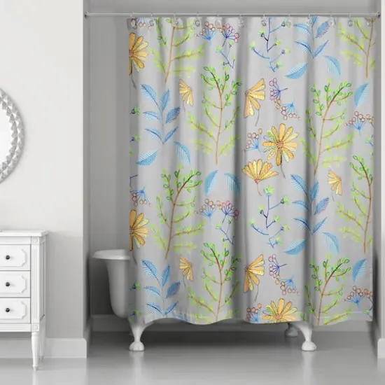 Spring Flowers Shower Curtain Gray {3}