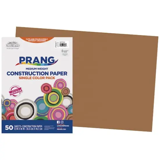 Prang&reg; 12" x 18" Construction Paper, 5 Packs of 50 Sheets Light Brown {7}