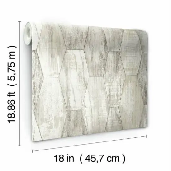 RoomMates Wood Hexagon Tile Peel & Stick Wallpaper Gray {9}