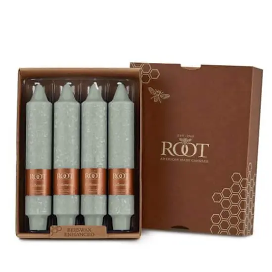 Root Candles 7" Unscented Timberline&trade; Collenette Taper Candles, 4ct. Sage Green {1}
