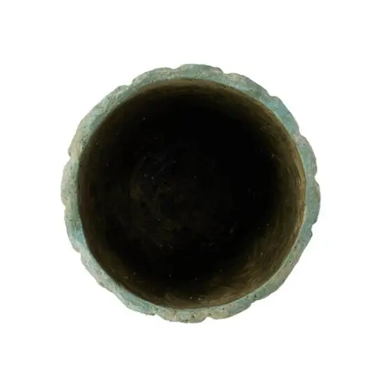 Hello Honey&reg; 13.8" Distressed Green Rustic Cement Planter {4}