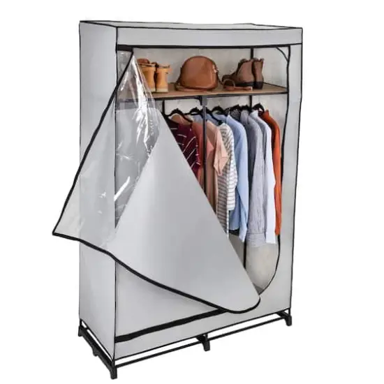 Honey Can Do 46'' Gray Portable Wardrobe Closet {4}
