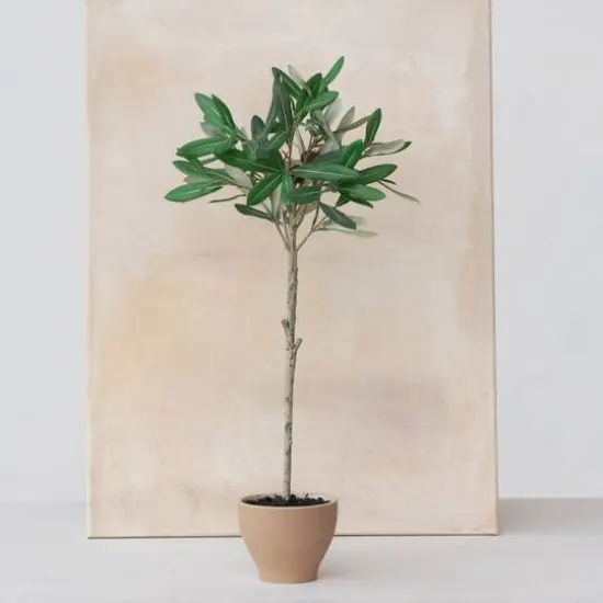 Hello Honey&reg; 20.75" Evergreen Faux Olive Topiary Tree in Dolomite Pot {3}