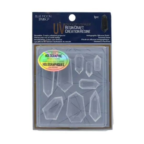 Blue Moon Studio&trade; UV Resin Craft Holographic Faceted Gems Silicone Mold {1}