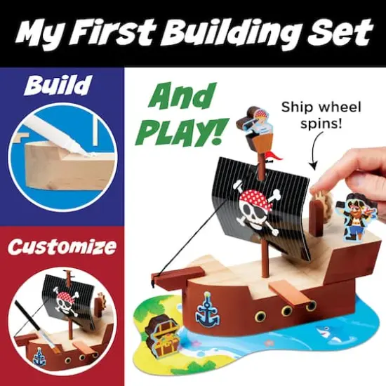 Creativity for Kids&reg; Buildeez!&trade; The Sea Skull Pirate Ship Wooden Model Set {7}