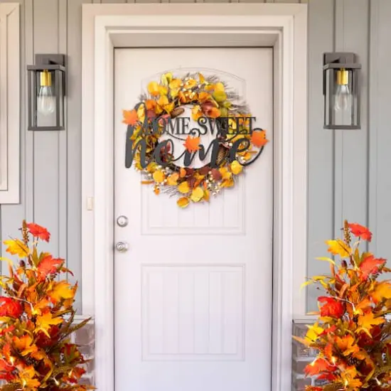 Glitzhome&reg; 24" Metal Home Sweet Home Wall D&eacute;cor with Changeable Shapes {7}