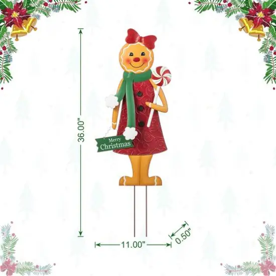 Glitzhome&reg; 36" Metal Christmas Gingerbread Man Yard Stake {9}