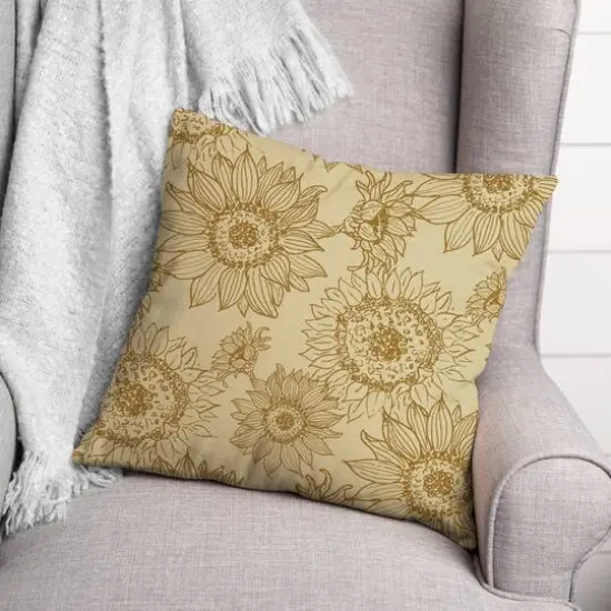 Large Sunflower Head Throw Pillow Gold and Yellow {4}