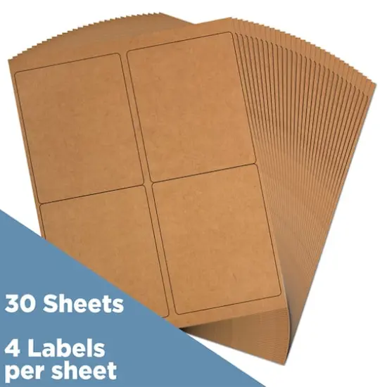 JAM Paper Quarter Sheet Brown Kraft Shipping Address Labels, 120ct. {3}