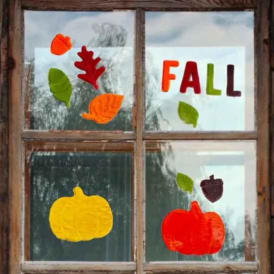 Fall Leaves & Pumpkins Thanksgiving Gel Window Clings {3}