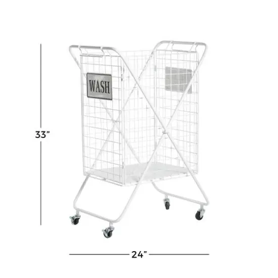 White Metal Farmhouse Storage Basket {5}