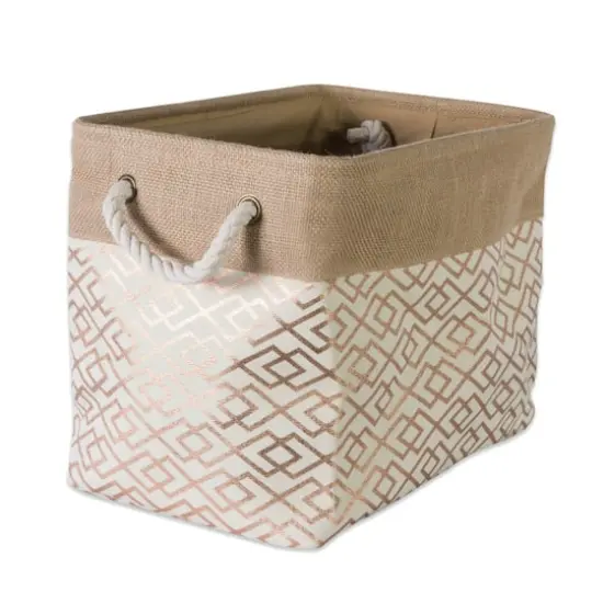 Large Bronze Burlap Diamond Rectangle Bin {6}