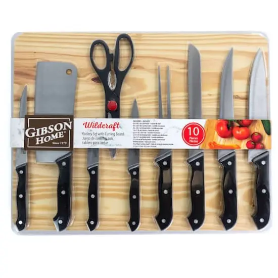 Gibson Home&reg; Wildcraft 10-Piece Cutlery Set with Wooden Cutting Board {11}