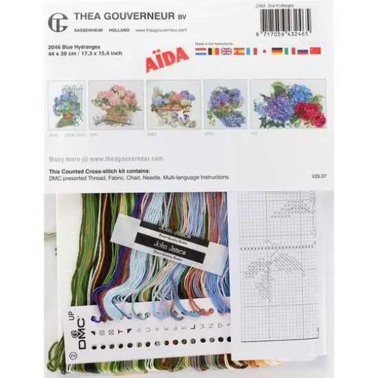 Thea Gouverneur Blue Hydrangea Cross Stitch Kit {6}