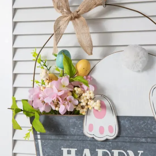 Glitzhome&reg; 18" Easter Wooden Bunny Eggs Wall D&eacute;cor {6}