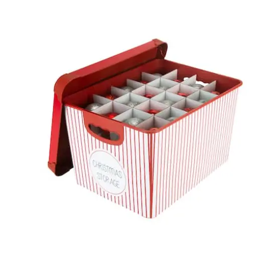 Simplify 15.4" Christmas 60 Ornament Storage Tote Bin with Straps {4}