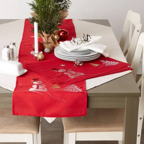 DII&reg; 108" Snowman Embroidered Table Runner {12}