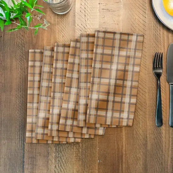Orange Multi Plaid Cotton Twill Napkin {4}