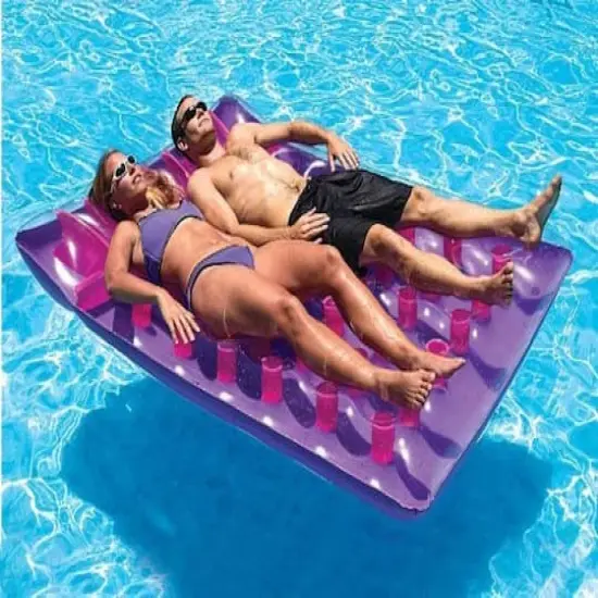 6.5ft. Inflatable Purple Double Mattress Swimming Pool Float {5}