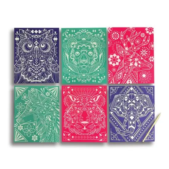 OOLY Scratch & Shine Geo Animals Foil Scratch Art Kit {4}