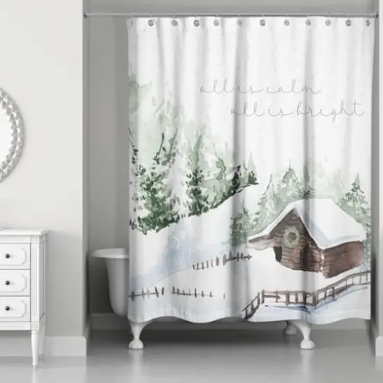 Snowy Cabin Shower Curtain {3}