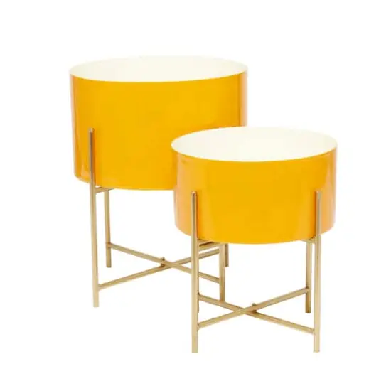 Yellow Modern Planter, Set of 2" 15", 12" {3}