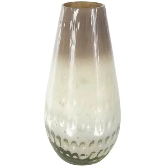 12.25" Brown Glass Ombre Vase with Spotted Concaved Details & Speckled Accents {1}