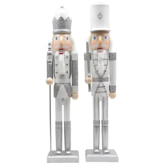Santa's Workshop 24" White & Silver Nutcracker Set {1}