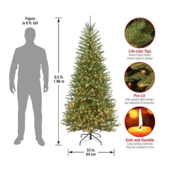 6.5 ft. Pre-Lit Dunhill&reg; Fir Slim Artificial Christmas Tree, Clear Lights {7}